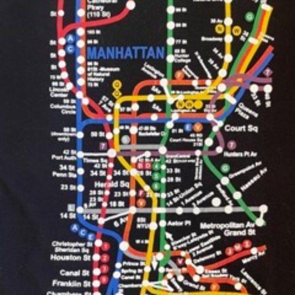VINTAGE NEW YORK CITY MANHATTEN SUBWAY MAP TEE. - Picture 3 of 4